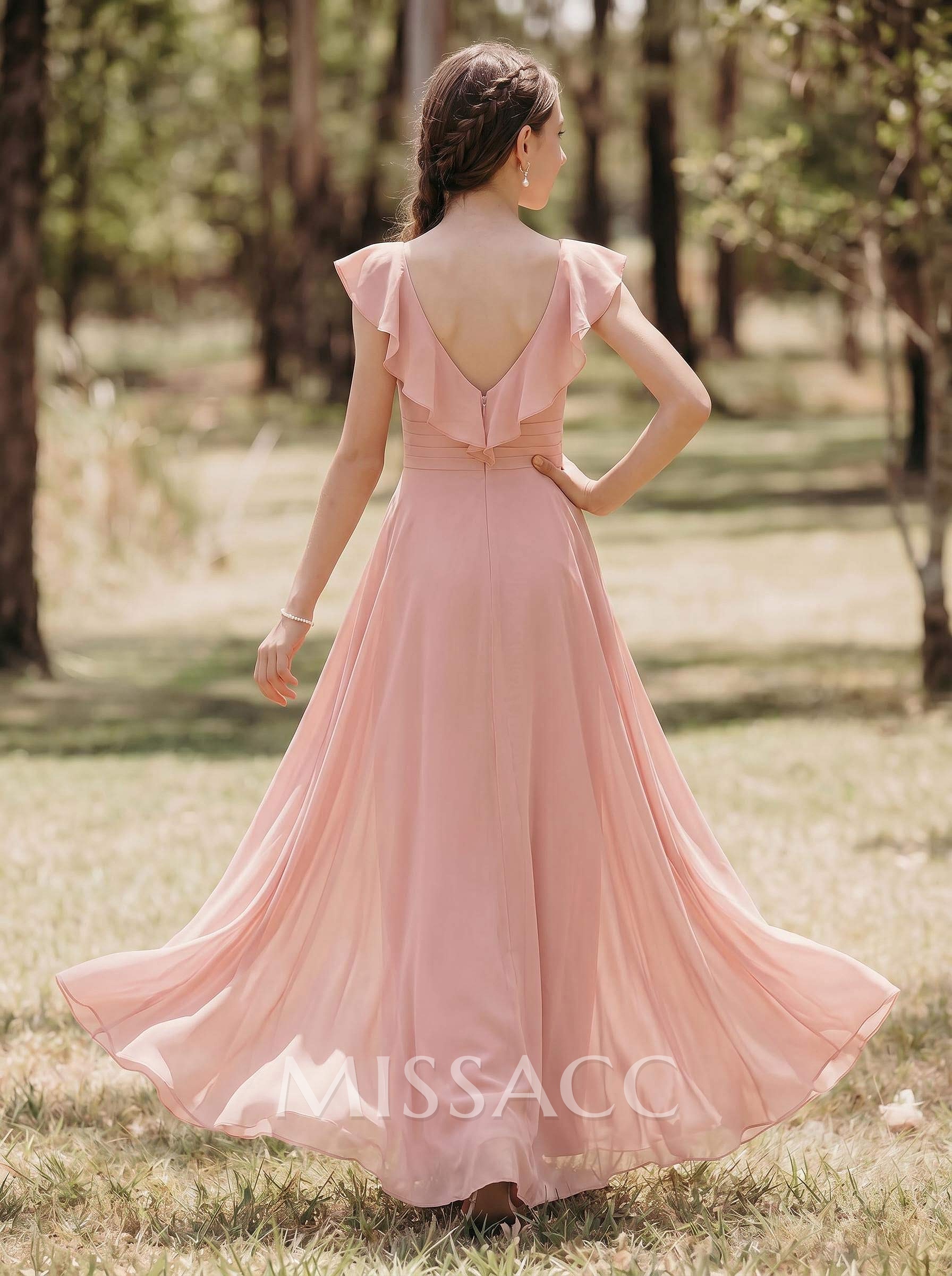 Jumpsuit/Pantsuit Sleeveless Floor-Length Chiffon Junior Bridesmaid Dresses