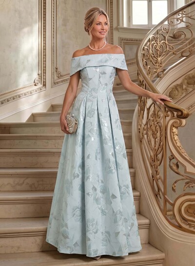 A-Line Off-The-Shoulder Sleeveless Floor-Length Jacquard Mother Of The Bride Dresses