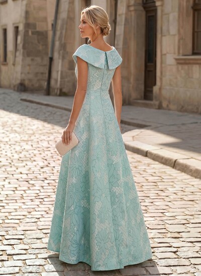 Elegant A-Line V-Neck Floor-Length Jacquard Mother Of The Bride Dresses