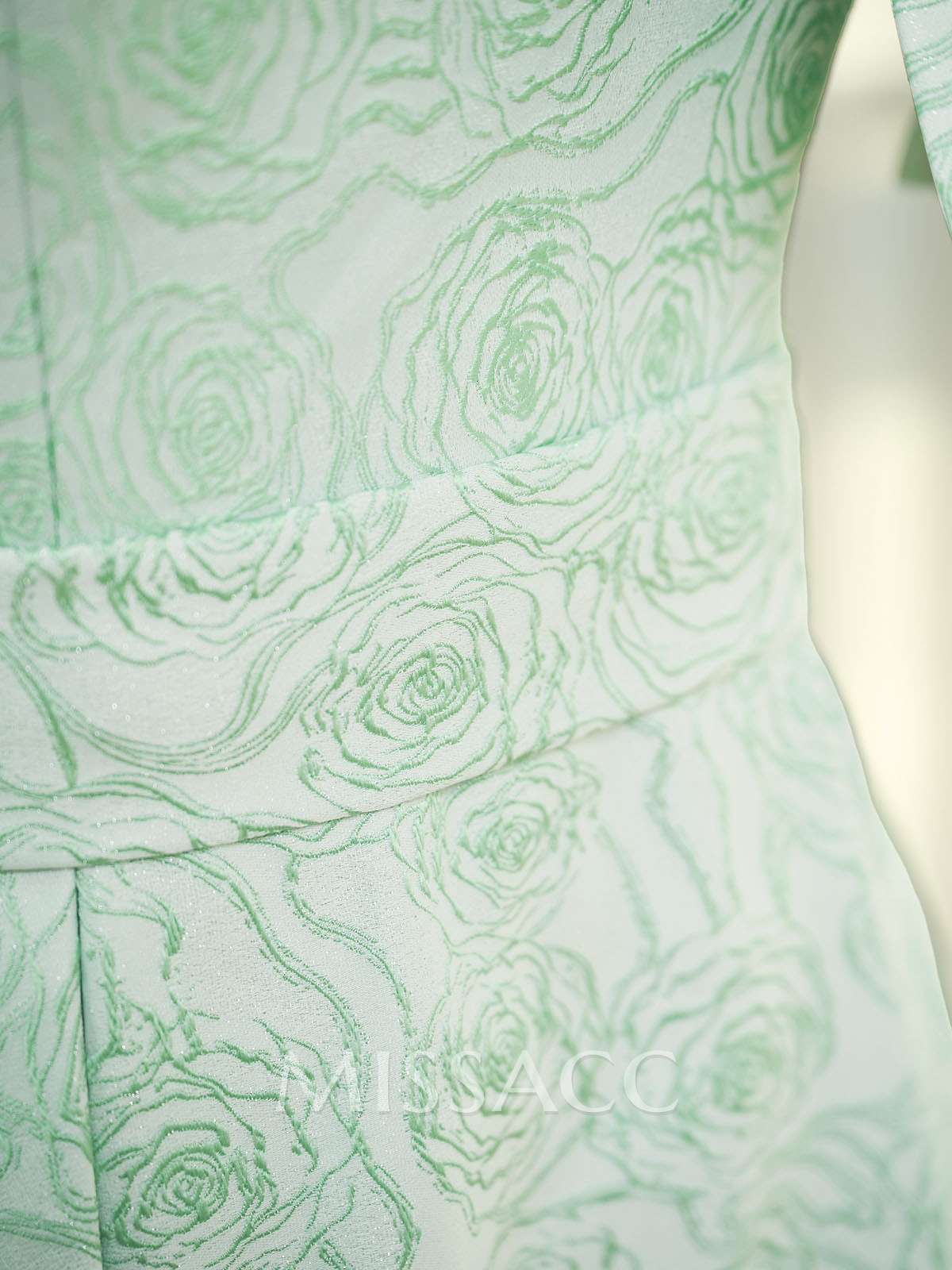 A-Line One-Shoulder Sleeveless Floor-Length Jacquard Mother Of The Bride Dresses With Sweeping Side Drape