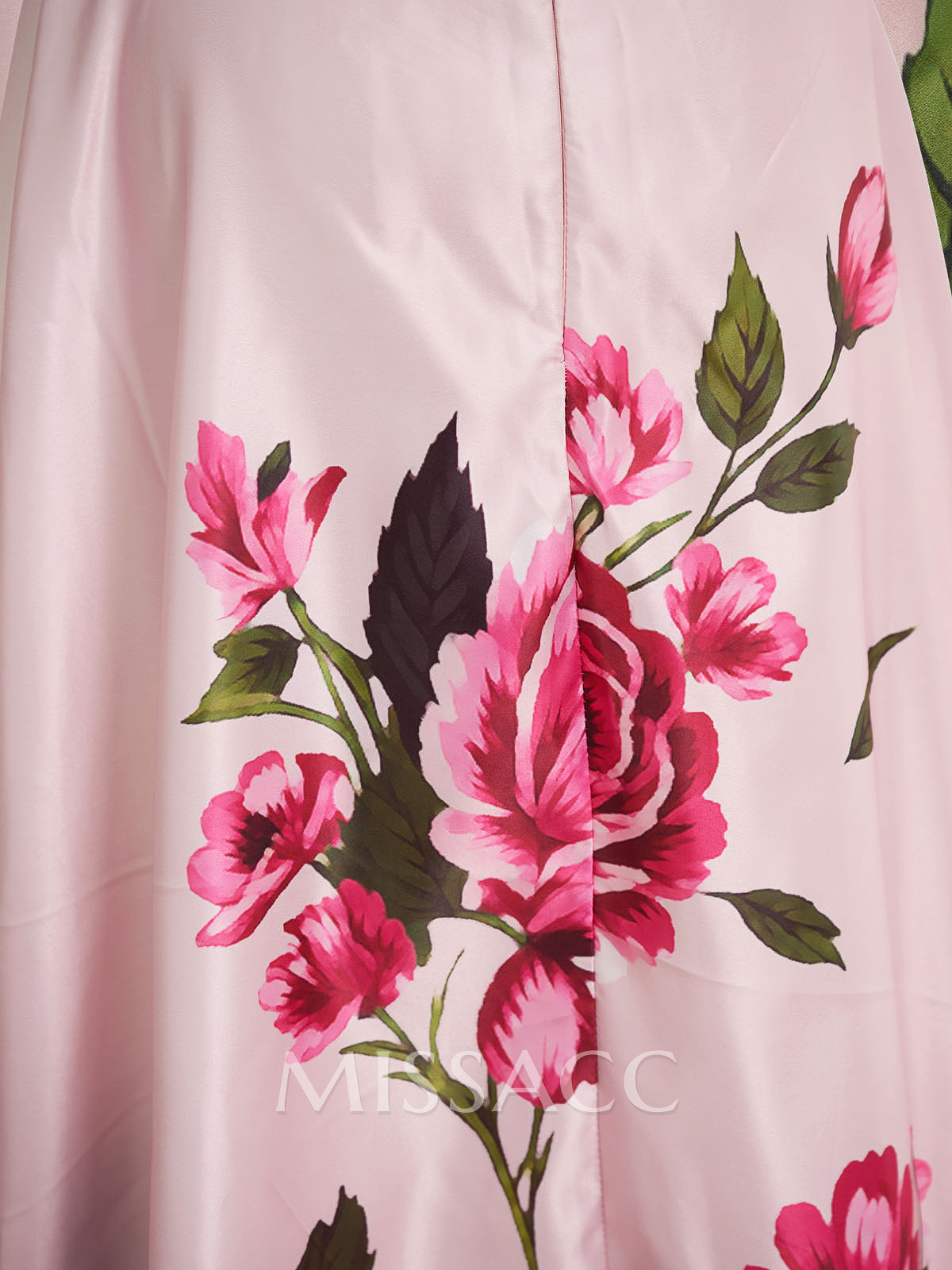 A-Line Off-The-Shoulder Sleeveless Floor-Length Satin Mother Of The Bride Dresses With Floral-Print