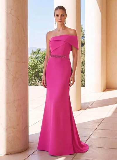 Sheath/Column One-Shoulder Floor-Length Elastic Satin Mother Of The Bride Dresses With Sequins