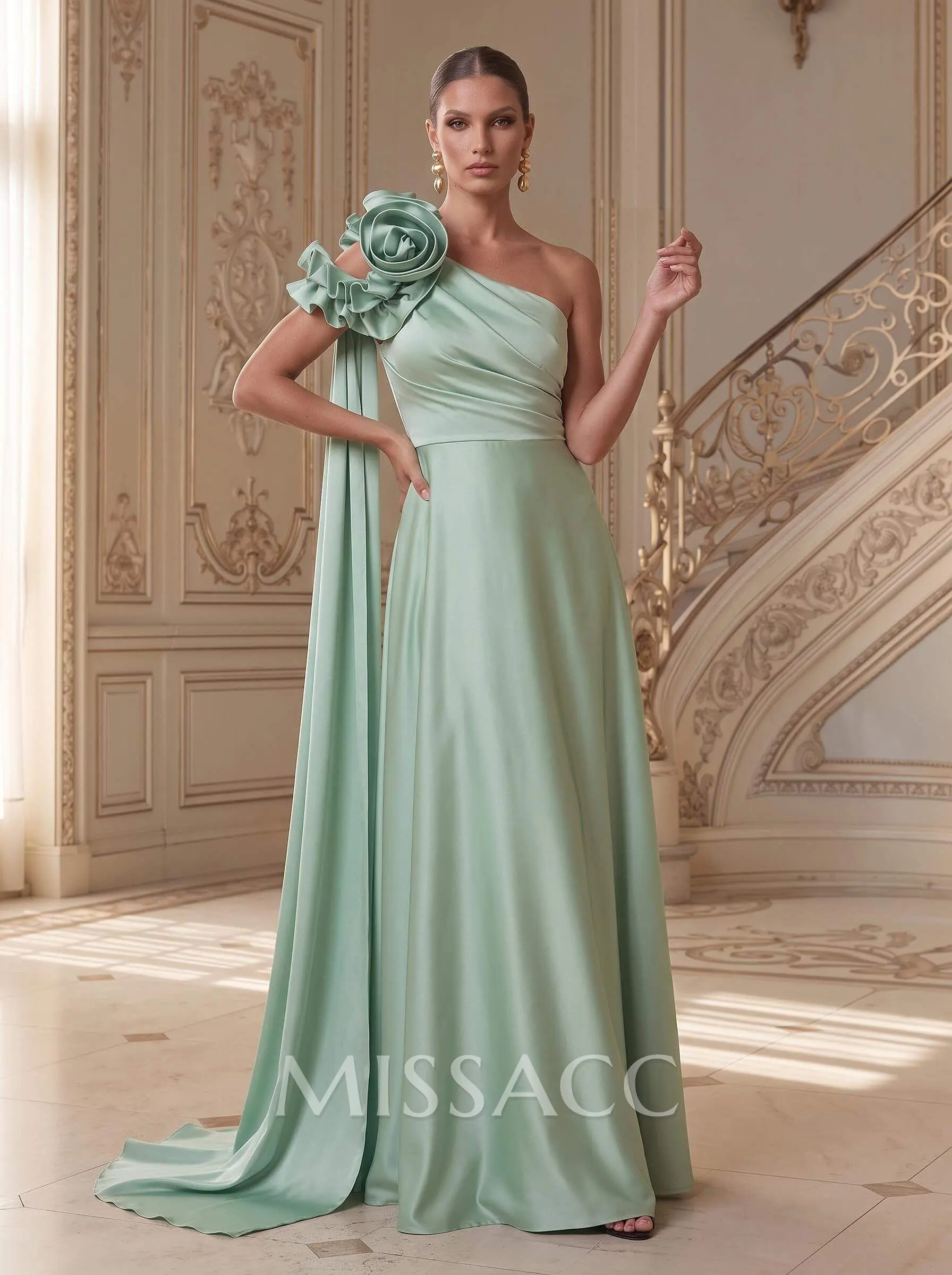 mother of bride one shoulder dress Charming Floor Length The Dresses Regular sizes 0 to 16 and plus sizes 14w to 26W Olive Green Bridal Mother's Dress