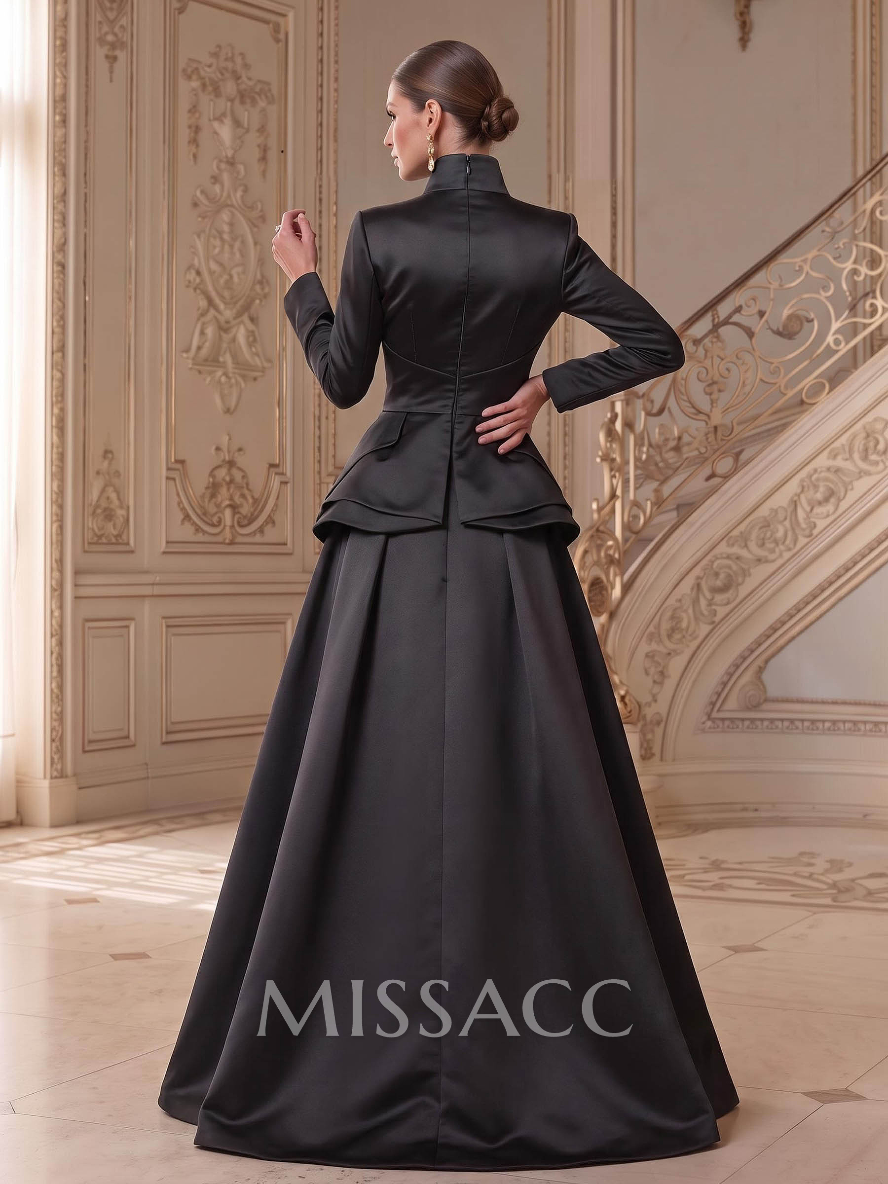 A-Line V-Neck Long Sleeves Asymmetrical Satin Mother Of The Bride Dresses A-Line V-Neck Long Sleeves Asymmetrical Satin Mother Of The Bride Dresses
