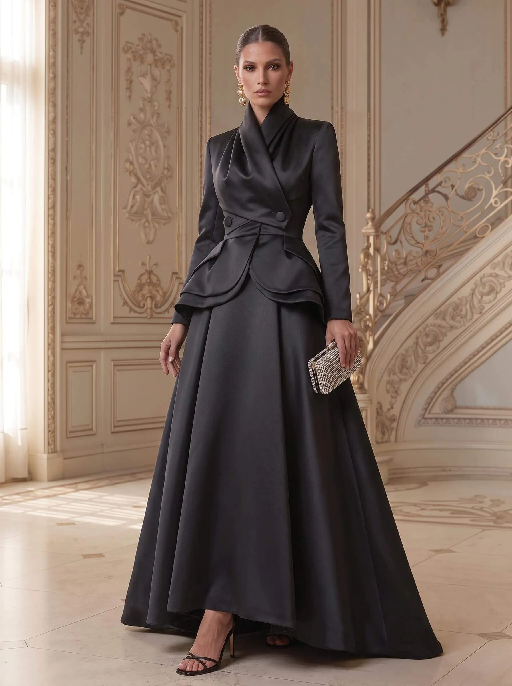 A-Line V-Neck Long Sleeves Asymmetrical Satin Mother Of The Bride Dresses A-Line V-Neck Long Sleeves Asymmetrical Satin Mother Of The Bride Dresses