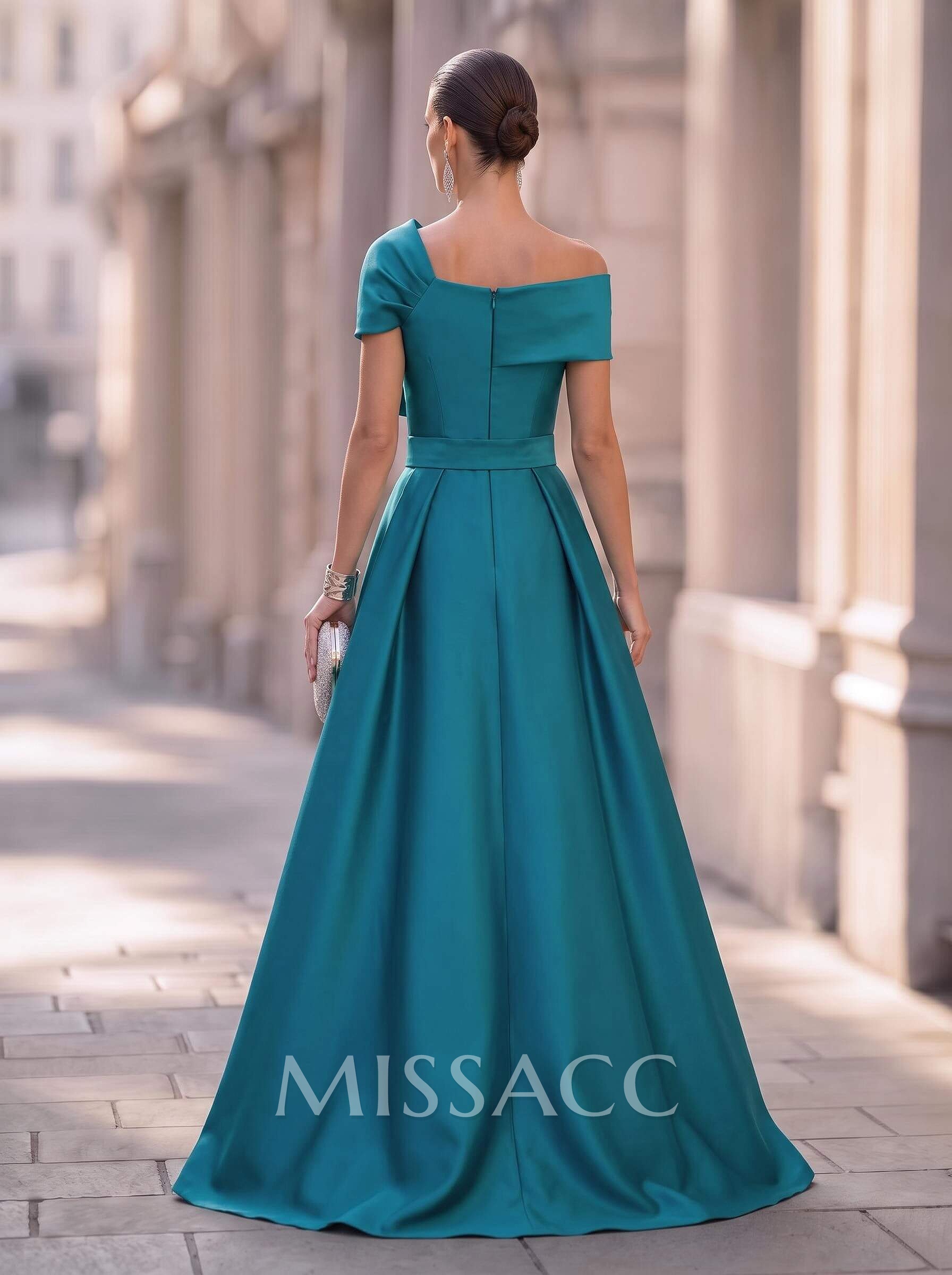 Jumpsuit/Pantsuit Asymmetrical Floor-Length Satin Mother Of The Bride Dresses With Rhinestone/Overskirt Dress