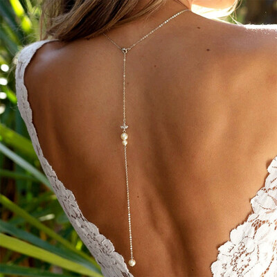Pearl Back Chain Bridal Necklace