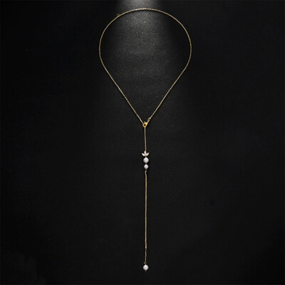 Pearl Back Chain Bridal Necklace