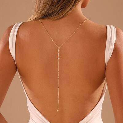 Rhinestone Back Chain Bridal Necklace