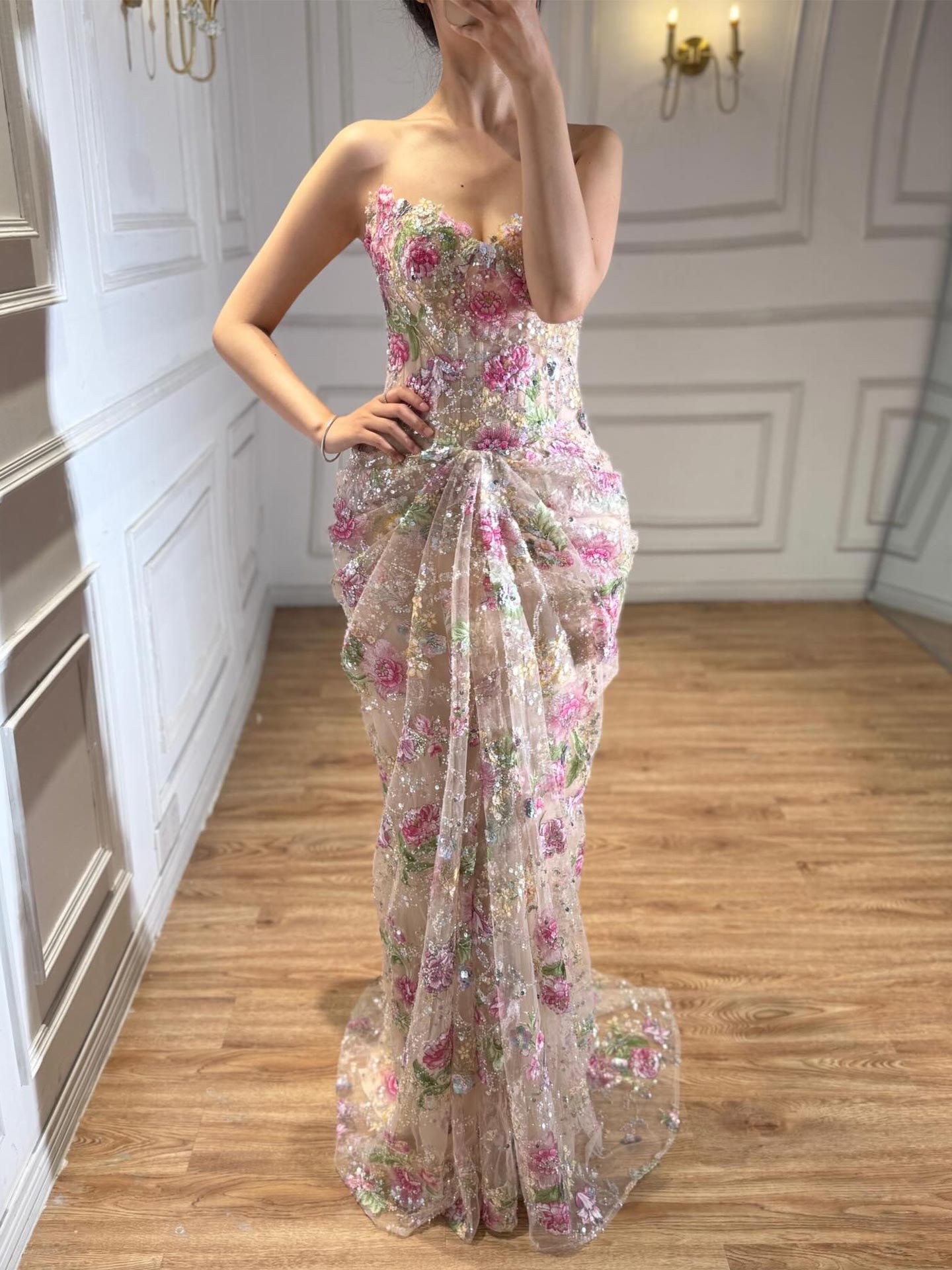 Trumpet/Mermaid Sweetheart Sleeveless Sweep Train Lace/Tulle/Sequined Evening Dresses