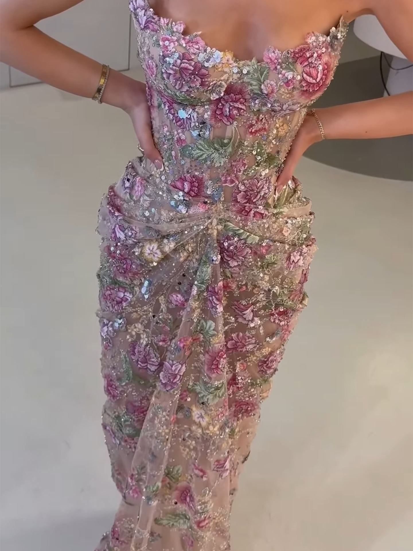 Trumpet/Mermaid Sweetheart Sleeveless Sweep Train Lace/Tulle/Sequined Evening Dresses
