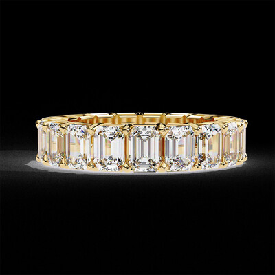 5.04CT 3*5mm Emerald Cut Moissanite Wedding Bands In Sterling Silver