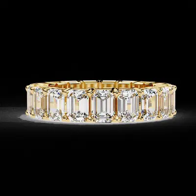 5.04CT 3*5mm Emerald Cut Moissanite Wedding Bands In Sterling Silver