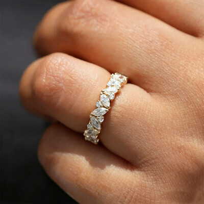 1.82CT Round Cut/Marquise Cut Moissanite Wedding Bands In Sterling Silver