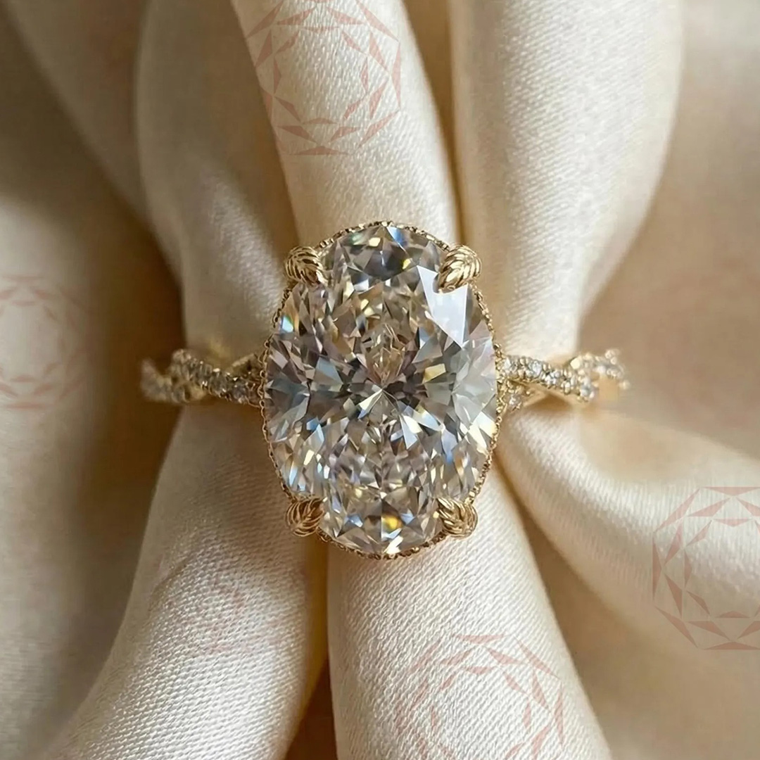 5.512CT 9*11mm Oval Cut Moissanite Engagement Rings In Sterling Silver