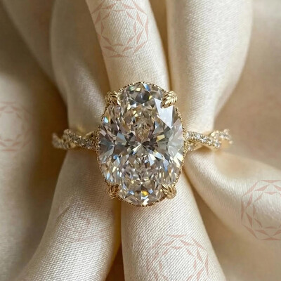 5.512CT 9*11mm Oval Cut Moissanite Engagement Rings In Sterling Silver