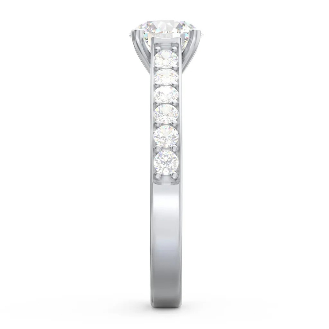 1.18CT 6.5*6.5mm Round Cut Moissanite Engagement Rings In Sterling Silver