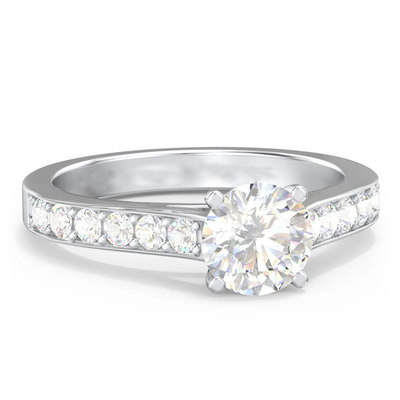 1.18CT 6.5*6.5mm Round Cut Moissanite Engagement Rings In Sterling Silver