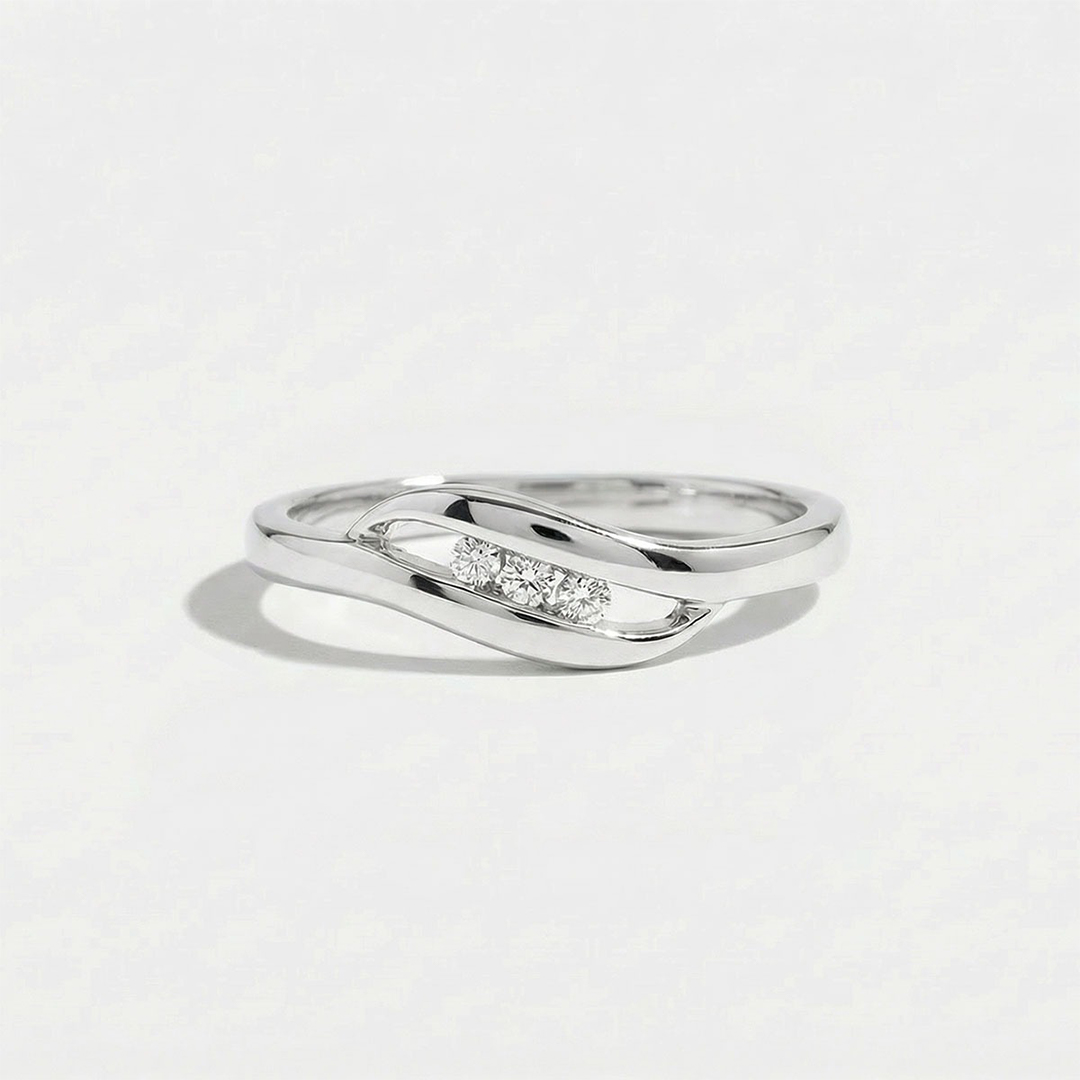 0.045CT Round Cut Moissanite Wedding Bands In Sterling Silver