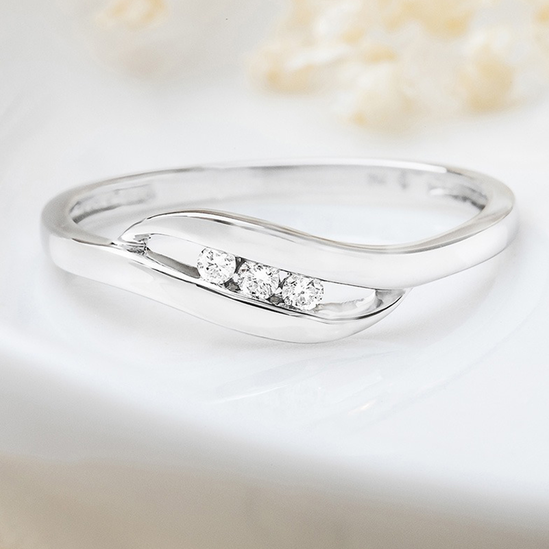 0.045CT Round Cut Moissanite Wedding Bands In Sterling Silver