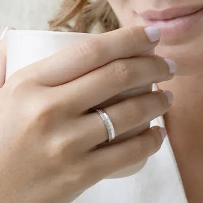 0.3CT Moissanite Wedding Bands In Sterling Silver