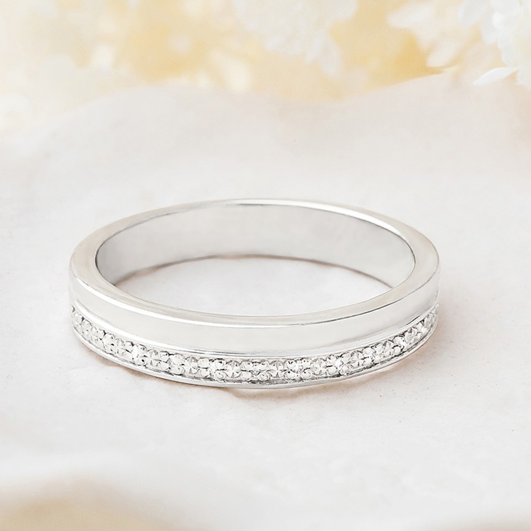 0.3CT Moissanite Wedding Bands In Sterling Silver