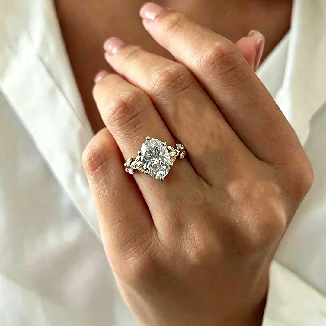 6.64CT 9*11mm Oval Cut Moissanite Engagement Rings In Sterling Silver