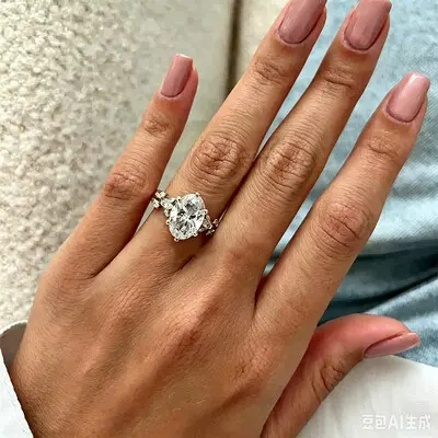5CT 9*11mm Oval Cut Moissanite Engagement Rings In Sterling Silver