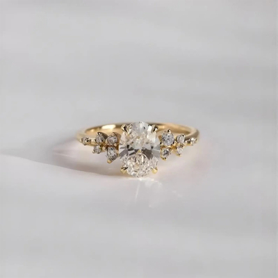 2.14CT 7*9mm Oval Cut Moissanite Engagement Rings In Sterling Silver