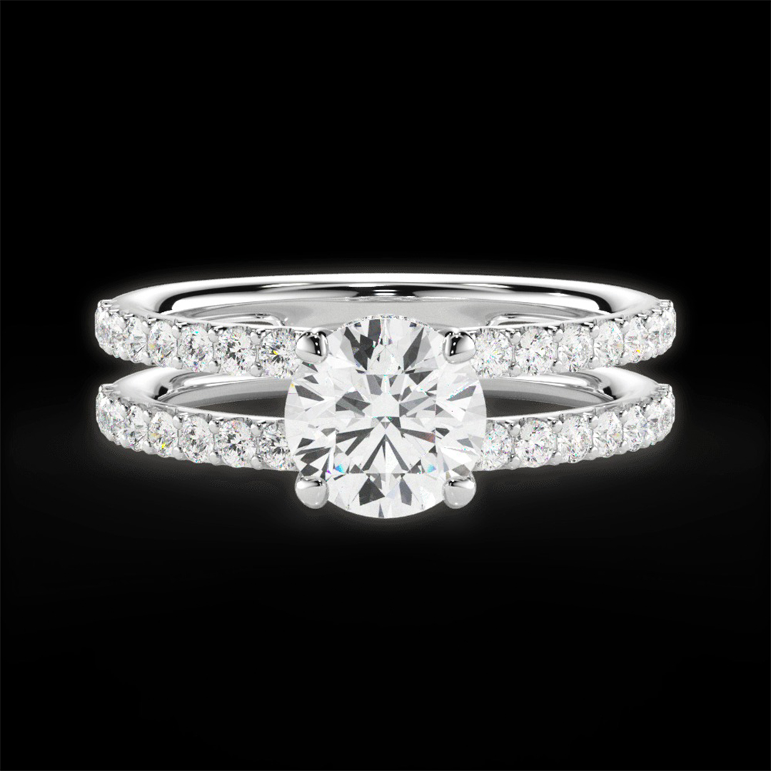 2.48CT 8*8mm Round Cut Moissanite Engagement Rings In Sterling Silver