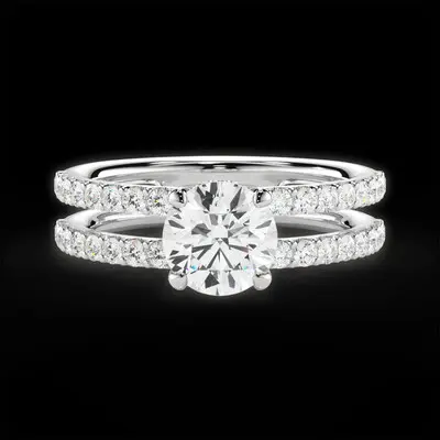 2.48CT 8*8mm Round Cut Moissanite Engagement Rings In Sterling Silver