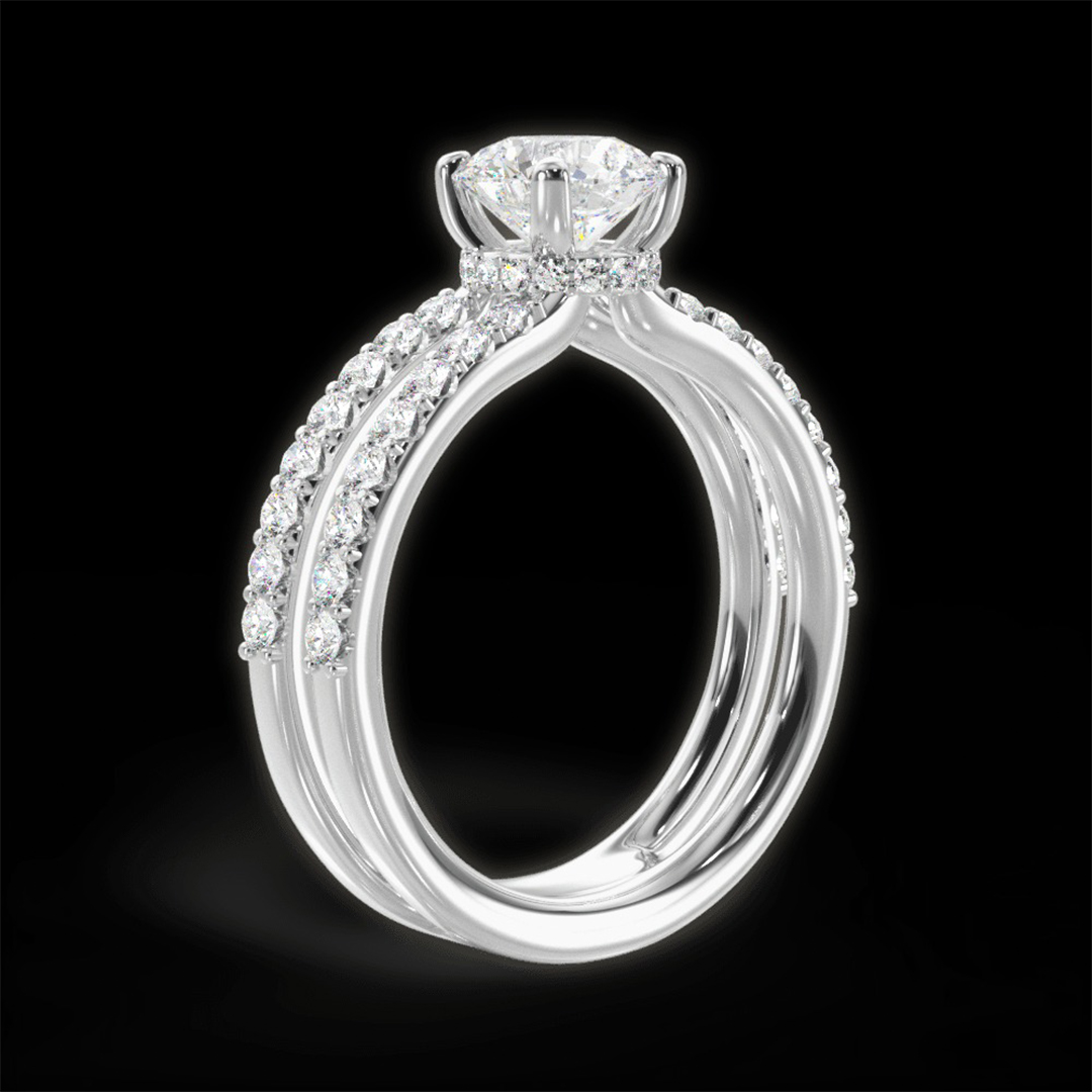 2.48CT 8*8mm Round Cut Moissanite Engagement Rings In Sterling Silver