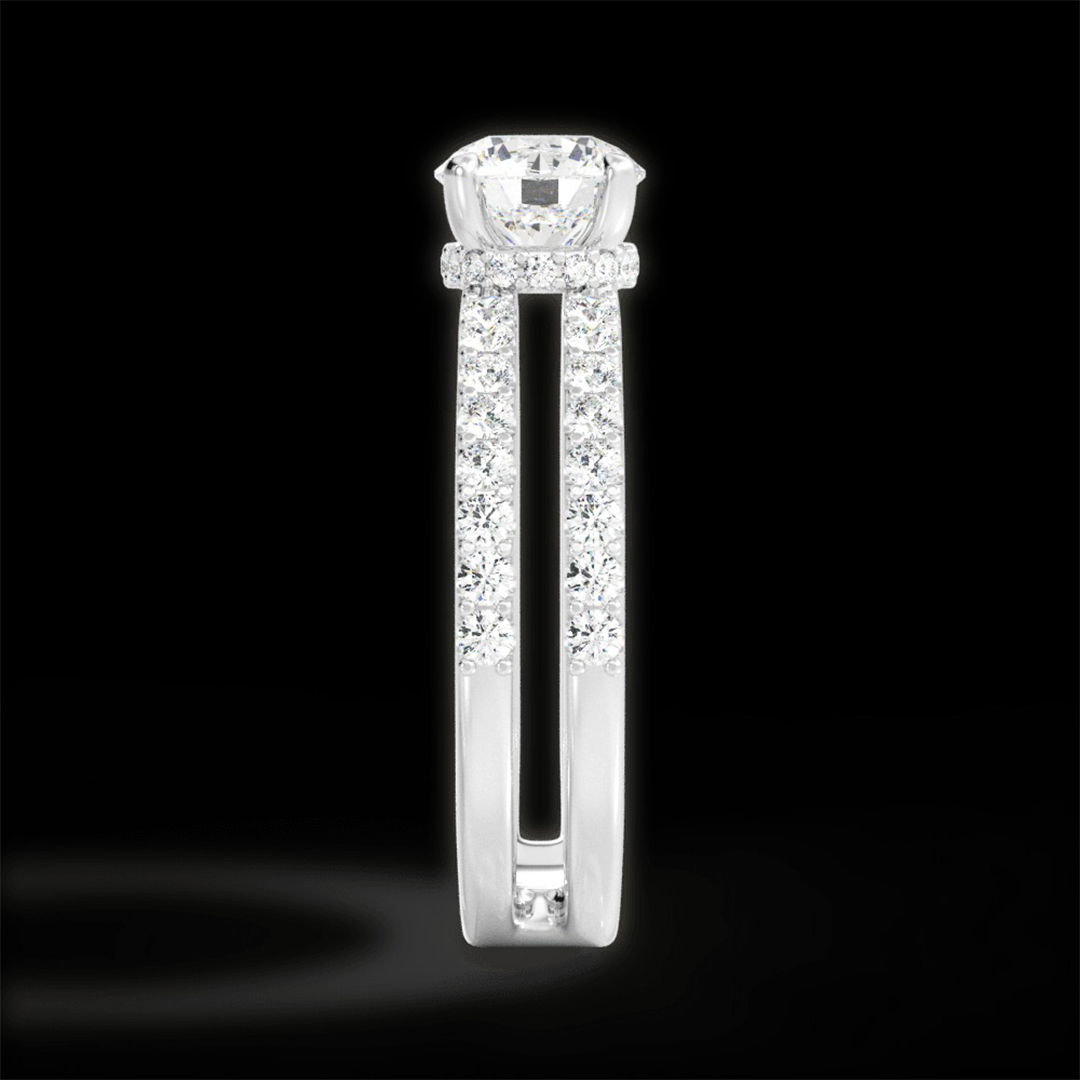 2.48CT 8*8mm Round Cut Moissanite Engagement Rings In Sterling Silver