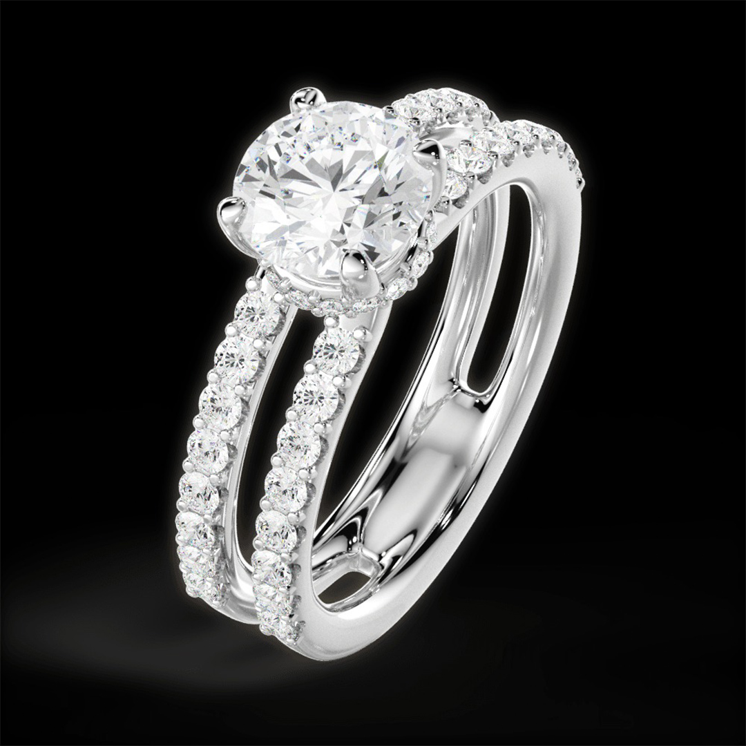 2.48CT 8*8mm Round Cut Moissanite Engagement Rings In Sterling Silver