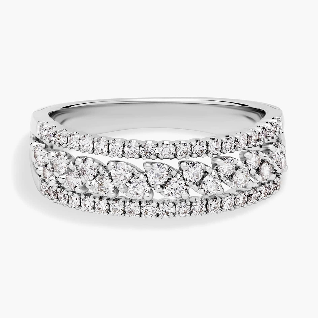 0.645CT Moissanite Wedding Bands In Sterling Silver