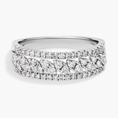 0.645CT Moissanite Wedding Bands In Sterling Silver