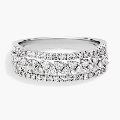 0.645CT Moissanite Wedding Bands In Sterling Silver