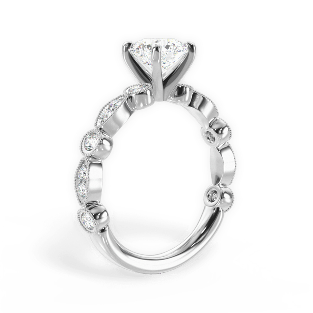 1.744CT 7.5*7.5mm Round Cut Moissanite Engagement Rings In Sterling Silver
