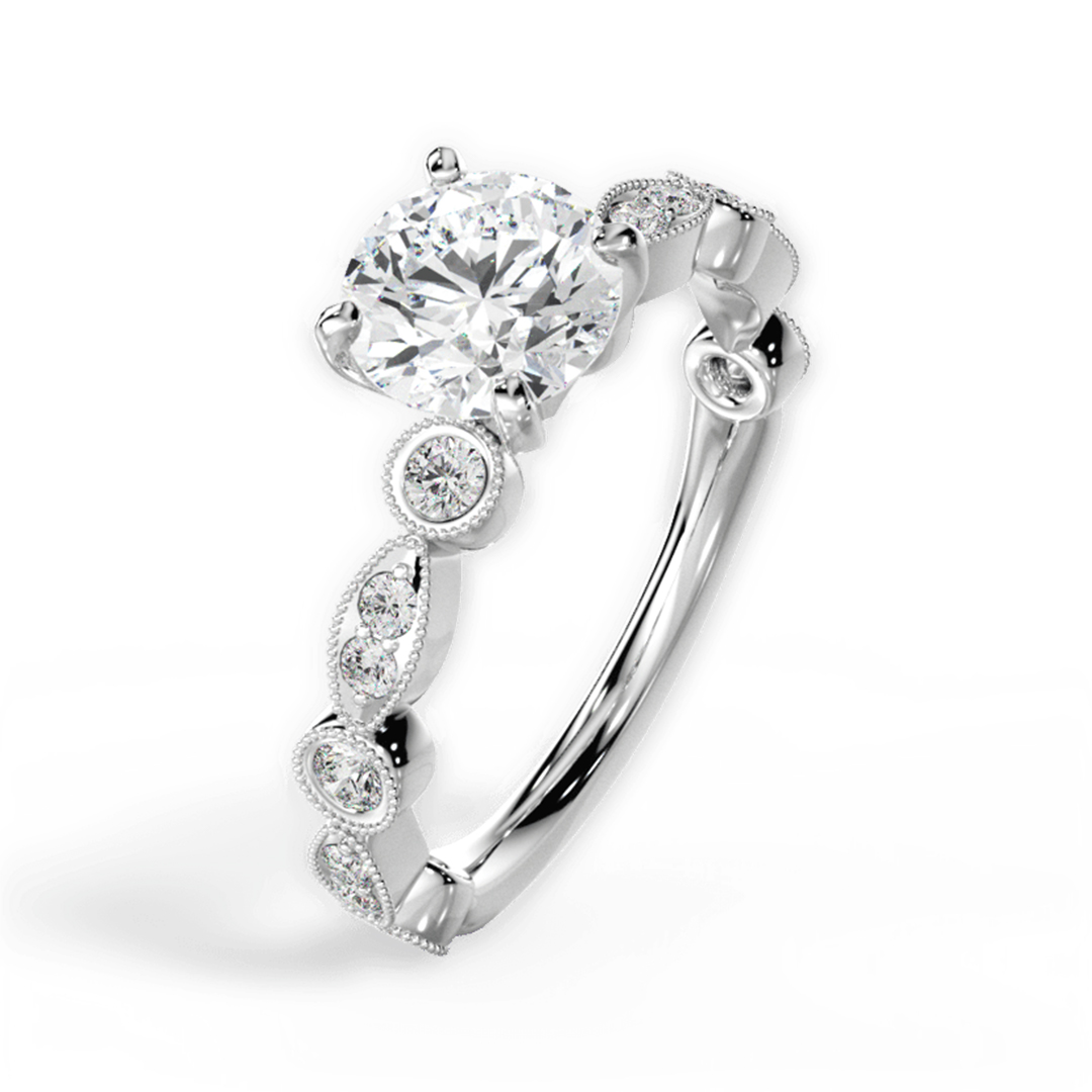 1.744CT 7.5*7.5mm Round Cut Moissanite Engagement Rings In Sterling Silver