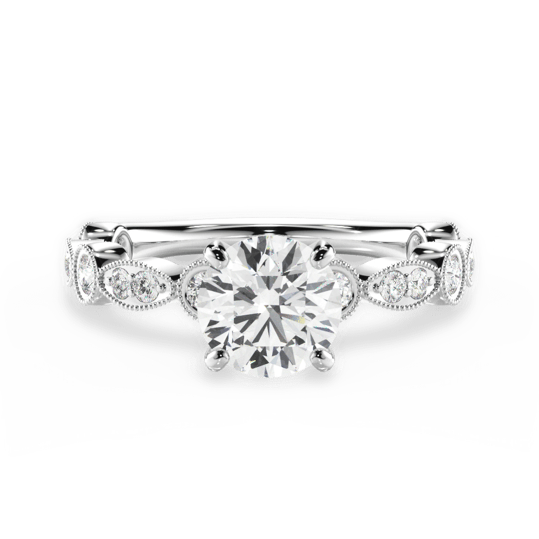 1.744CT 7.5*7.5mm Round Cut Moissanite Engagement Rings In Sterling Silver