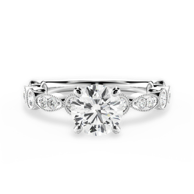 1.744CT 7.5*7.5mm Round Cut Moissanite Engagement Rings In Sterling Silver