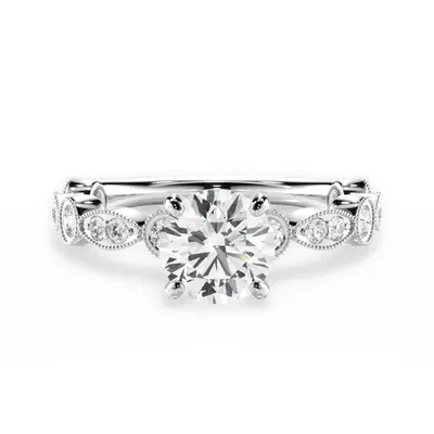 1.744CT 7.5*7.5mm Round Cut Moissanite Engagement Rings In Sterling Silver