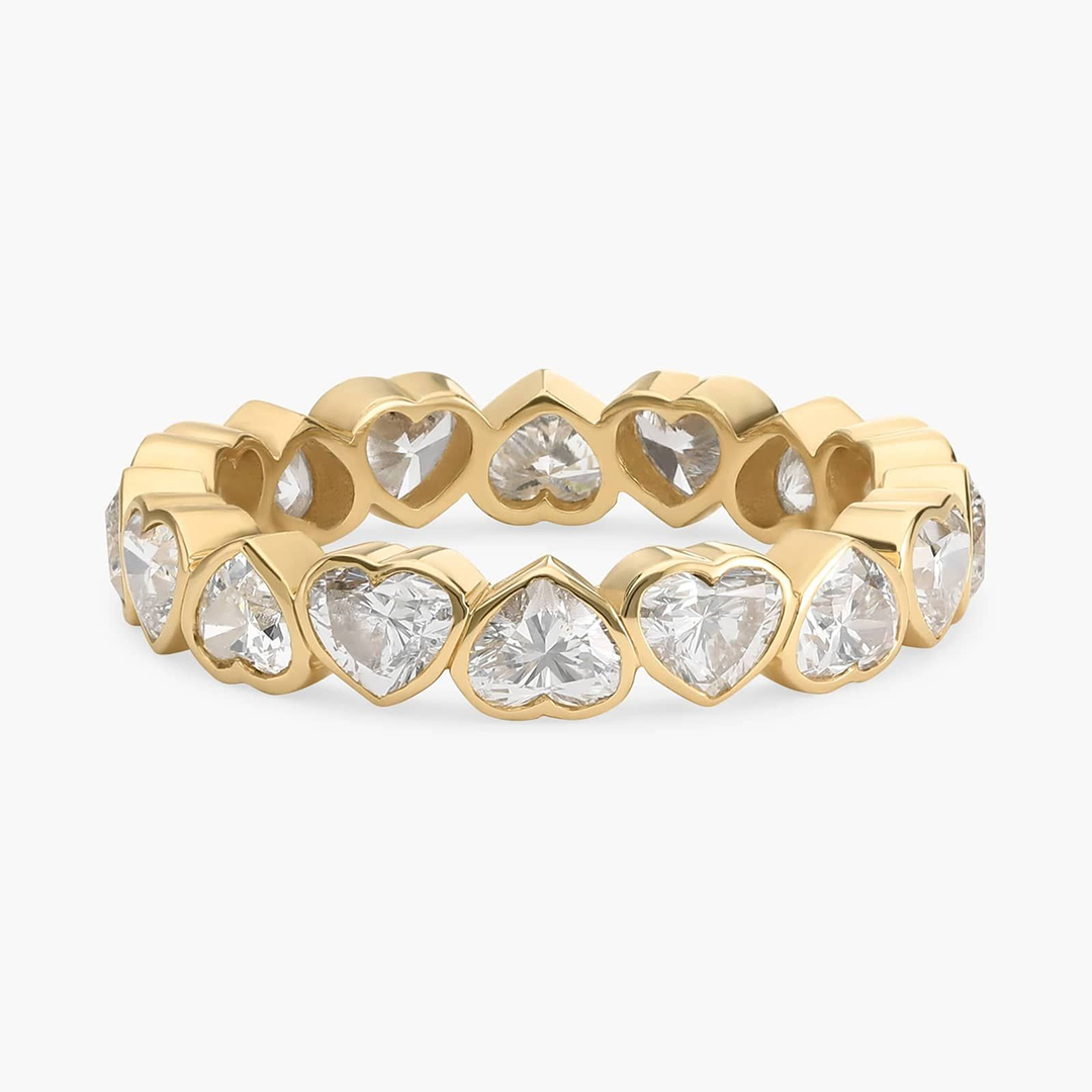 4.2CT Heart Cut Moissanite Wedding Bands In Sterling Silver