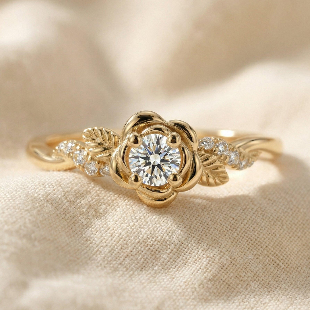 0.4CT 4*4mm Round Cut Moissanite Engagement Rings In Sterling Silver