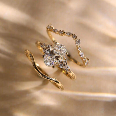 3.68CT 8*10mm Oval Cut Moissanite Engagement Rings Sets In Sterling Silver