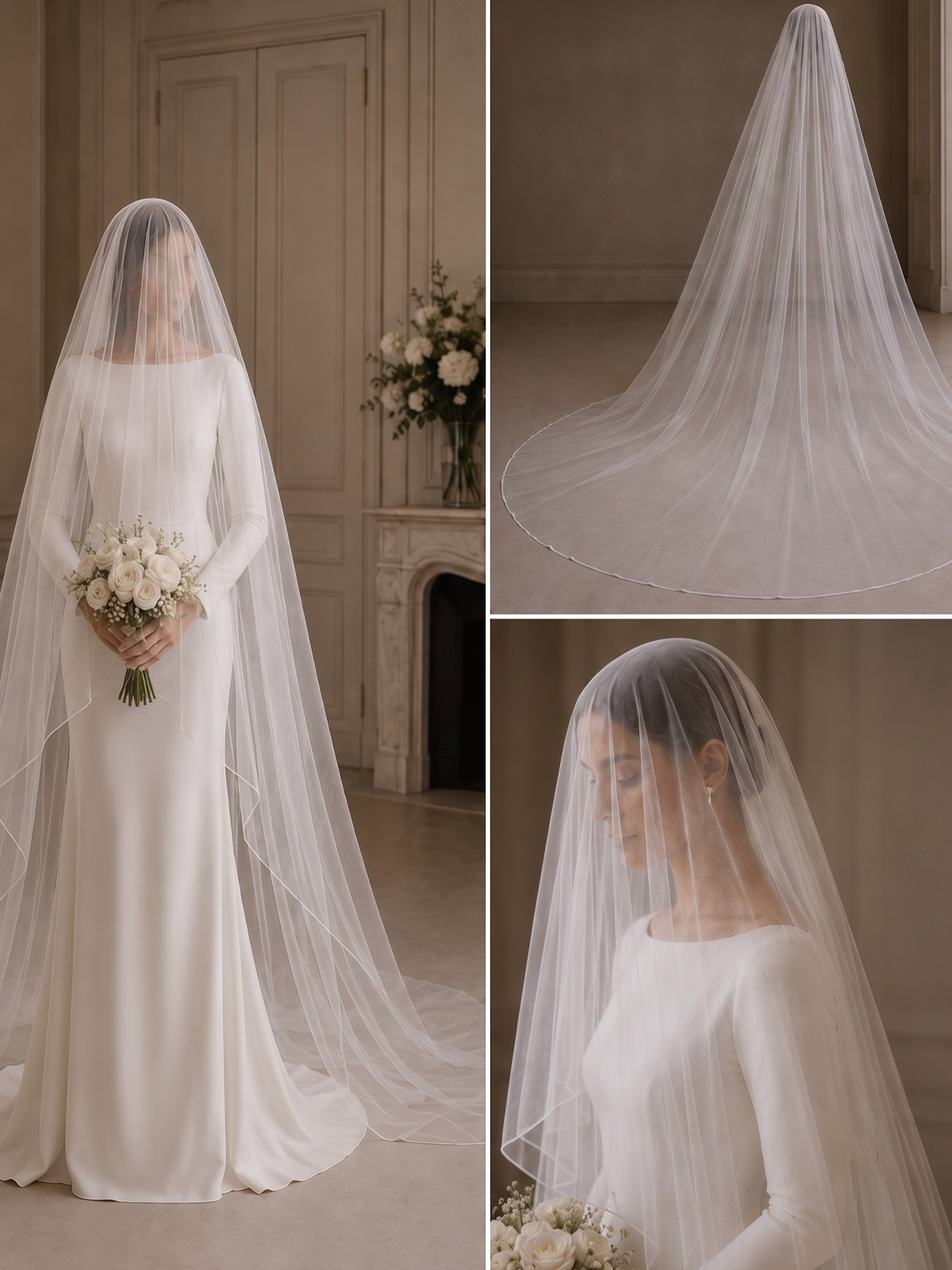 Pencil Edge One-Tier Chapel Bridal Veils