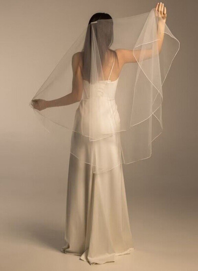 Pencil Edge Two-Tier Tulle Cathedral Bridal Veils