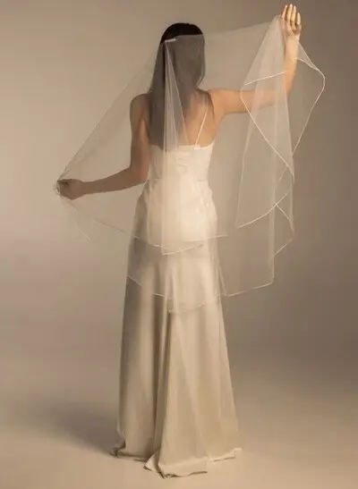 Pencil Edge Two-Tier Tulle Cathedral Bridal Veils