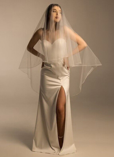 Pencil Edge Two-Tier Tulle Cathedral Bridal Veils