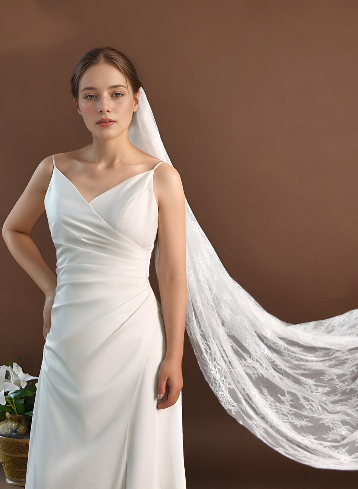 Cut Edge Lace One-Tier Cathedral Bridal Veils